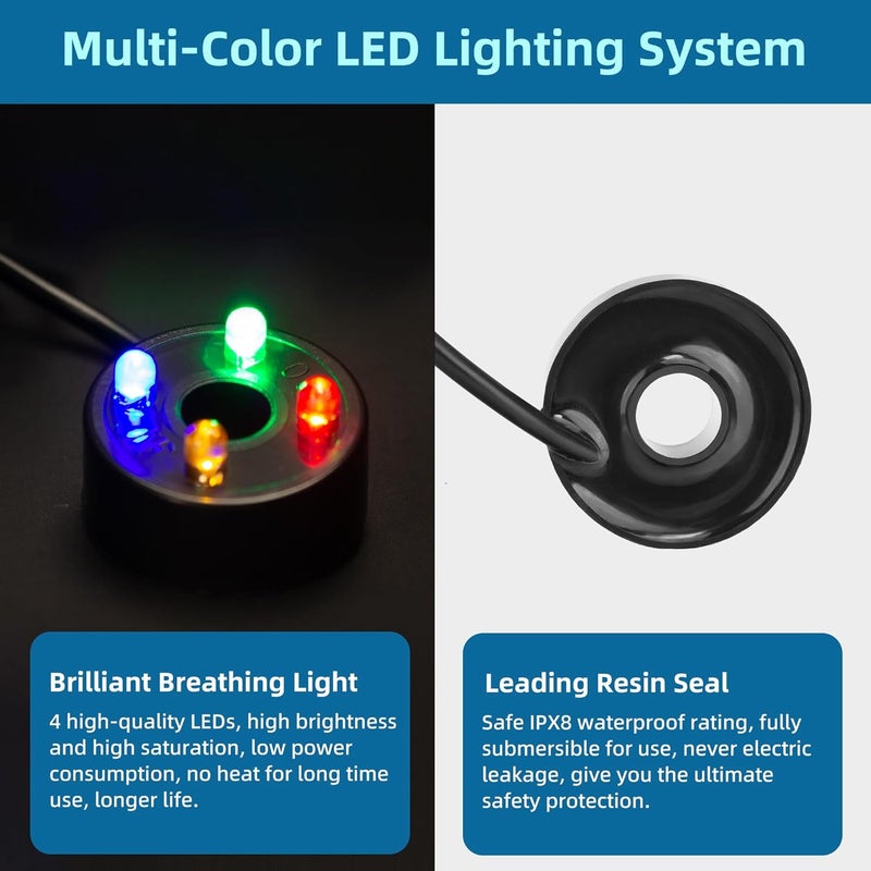 DATOO Mini Submersible Fountain Water Pump With LED Light 50GPH 3W Small Ultra Quiet Water Pump With Tubing For Aquarium Fish Tank Outdoor Pond Water Feature Fountain Statuary - Image 3